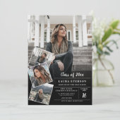 Moderner Abschluss in Schwarzweiß-Foto Einladung (Stehend Vorderseite)
