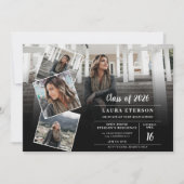 Moderner Abschluss in Schwarzweiß-Foto Einladung (Vorderseite)