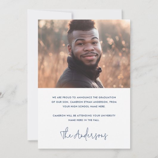 Moderner Abschluss Jahr Foto Hochschulabsolvent Ankündigung (Rückseite)