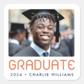 Moderner Abschluss Jahr Foto Hochschulabsolvent Quadratischer Aufkleber (Vorderseite)