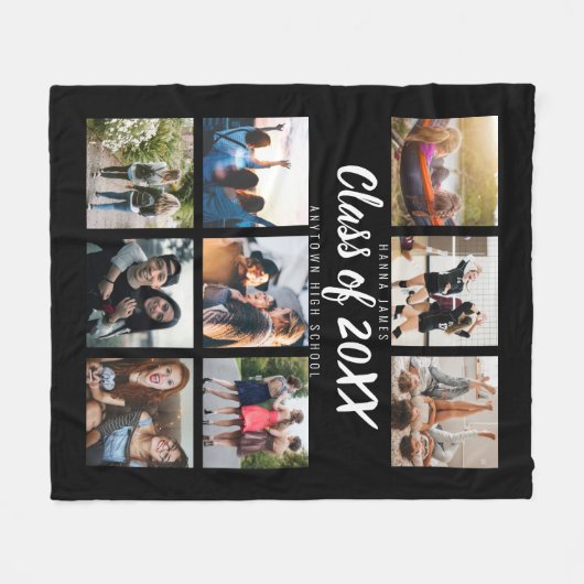 Moderner Abschluss Keepake Geschenk Neun Foto Coll Fleecedecke (Vorderseite (Horizontal))