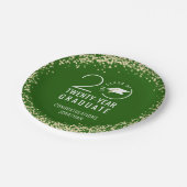 Moderner Abschluss-Klasse Jahr Grüne Gold Confetti Pappteller (Schrägansicht)