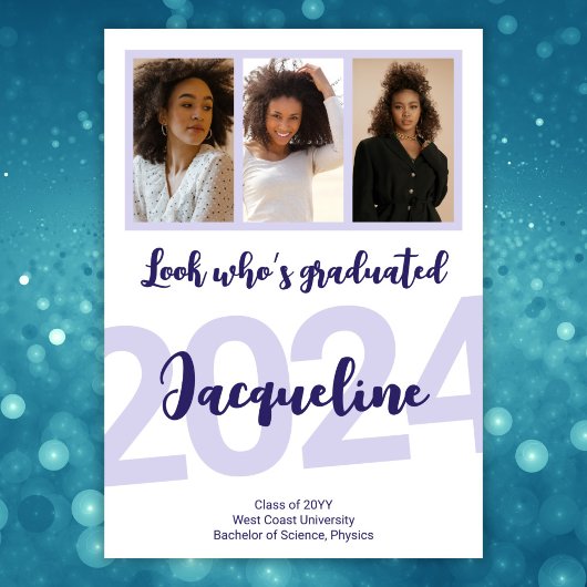 Moderner Abschluss Lila Skriptfotografie Ankündigung