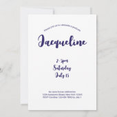 Moderner Abschluss Lila Skriptfotografie Einladung (Rückseite)