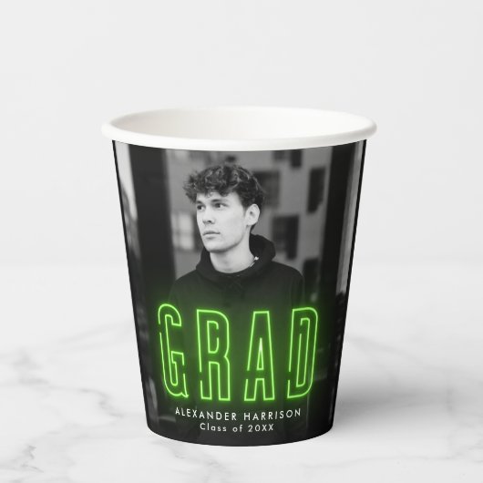 Moderner Abschluss Lime Green Neon Pappbecher (Vorderseite)