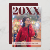 Moderner Abschluss | Maroon | 2 FOTO | Benutzerdef Einladung (Vorne/Hinten)