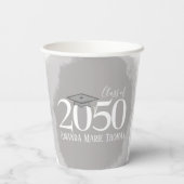 Moderner Abschluss Minimalistisch Mortarboard-Klas Pappbecher (Rückseite)