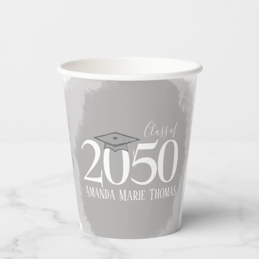 Moderner Abschluss Minimalistisch Mortarboard-Klas Pappbecher (Rückseite)