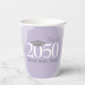 Moderner Abschluss Minimalistisch Mortarboard Lila Pappbecher (Rückseite)