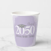 Moderner Abschluss Minimalistisch Mortarboard Lila Pappbecher (Vorderseite)