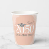 Moderner Abschluss Minimalistisch Mortarboard Oran Pappbecher (Rückseite)