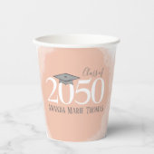 Moderner Abschluss Minimalistisch Mortarboard Oran Pappbecher (Vorderseite)