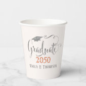 Moderner Abschluss Minimalistische Klasse Orange Pappbecher (Rückseite)