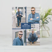 Moderner Abschluss mit 4 Fotos Einladung (Stehend Vorderseite)