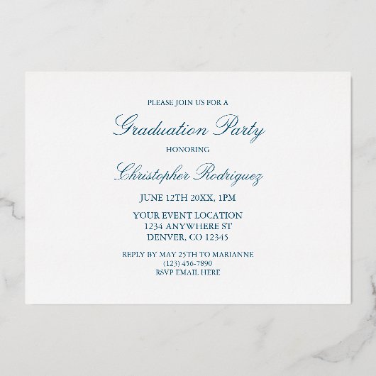 Moderner Abschluss mit 4 Fotos Folieneinladung (Rückseite)