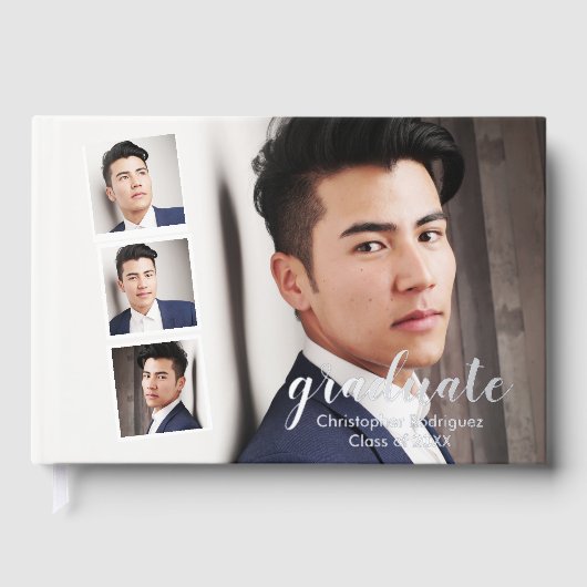 Moderner Abschluss mit 4 Fotos Gästebuch (Vorderseite)