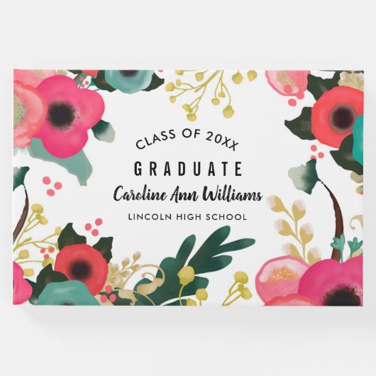 Moderner Abschluss mit Blumenwasser Gästebuch (Vorderseite)