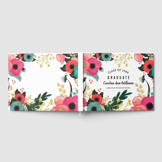 Moderner Abschluss mit Blumenwasser Gästebuch (Voll)