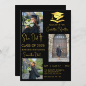 Moderner Abschluss mit drei Fotos Einladung (Vorne/Hinten)