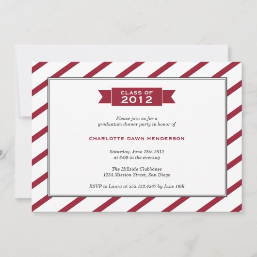 Moderner Abschluss mit Farbband Einladung (Vorderseite)