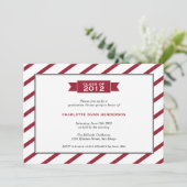 Moderner Abschluss mit Farbband Einladung (Stehend Vorderseite)