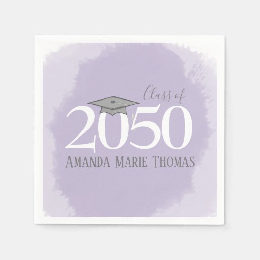 Moderner Abschluss Mortarboard Minimalistisch Lila Serviette (Vorderseite)