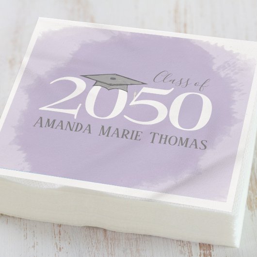 Moderner Abschluss Mortarboard Minimalistisch Lila Serviette