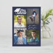 Moderner Abschluss Navy Blue 5 Foto GRAD Ankündigung (Stehend Vorderseite)