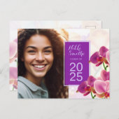 Moderner Abschluss Orchids Einladung Postkarte (Vorne/Hinten)