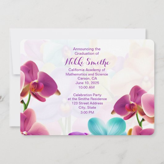 Moderner Abschluss Orchids Save the Date (Rückseite)