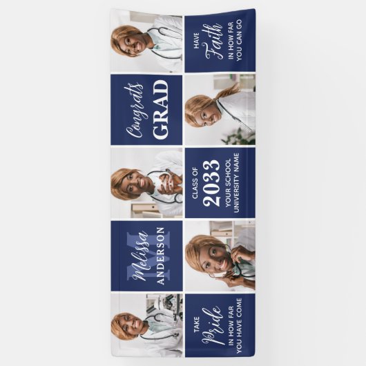 Moderner Abschluss Personalisiert Graduate 5 Foto Banner (Vertikal)