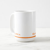 Moderner Abschluss Personalisiert Orange Script Kaffeetasse (Vorderseite Links)