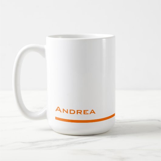 Moderner Abschluss Personalisiert Orange Script Kaffeetasse (Links)