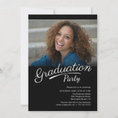 Moderner Abschluss Pinselspitze Foto Party Einladu Einladung (Rückseite)