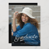 Moderner Abschluss Pinselspitze Foto Party Einladu Einladung (Vorne/Hinten)