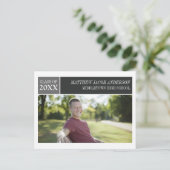 Moderner Abschluss Postcard - Schwarz Einladungspostkarte (Stehend Vorderseite)