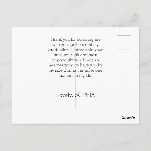 Moderner Abschluss Postkarte (Rückseite)