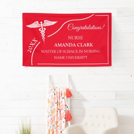 Moderner Abschluss Red & White Caduceus Nurse Banner (Insitu)
