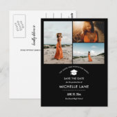 Moderner Abschluss Save the Date Grad Hat Foto Postkarte (Vorne/Hinten)
