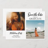 Moderner Abschluss | Save The Date | Skript-Foto Ankündigung (Vorne/Hinten)