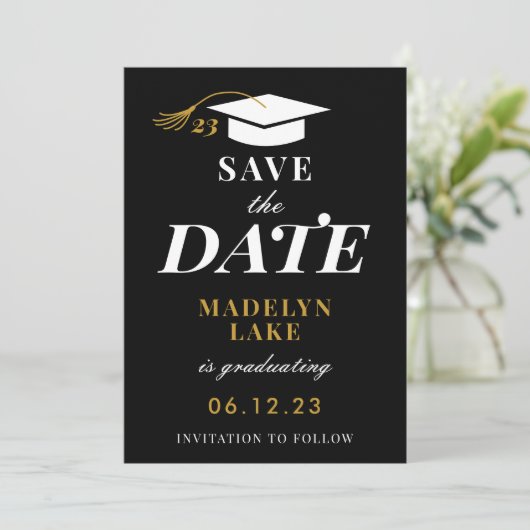 Moderner Abschluss Save the Date textable Einladung (Stehend Vorderseite)