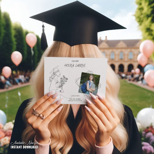 Moderner Abschluss Schwarz-Weiß-Graduierte Ankündigung