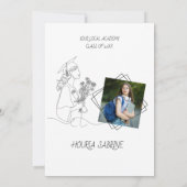 Moderner Abschluss Schwarz-Weiß-Graduierte Einladung (Rückseite)