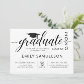 Moderner Abschluss Schwarz-weiße Klasse + Schule Einladung (Stehend Vorderseite)