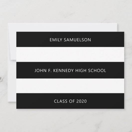 Moderner Abschluss Schwarz-weiße Klasse + Schule Einladung (Rückseite)