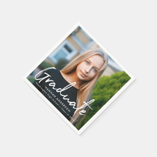 Moderner Abschluss Script Abschluss Foto Napkins Serviette (Ecke)