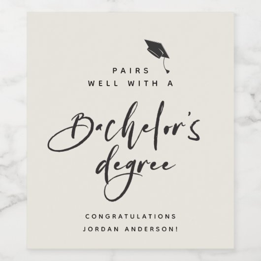 Moderner Abschluss Script Bachelor Glückwunschs Gr Weinetikett (Einzelnes Label)