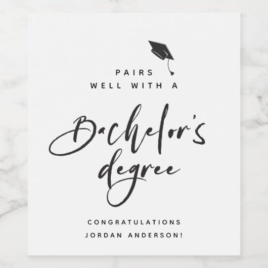 Moderner Abschluss Script Bachelor Glückwunschs Gr Weinetikett (Einzelnes Label)