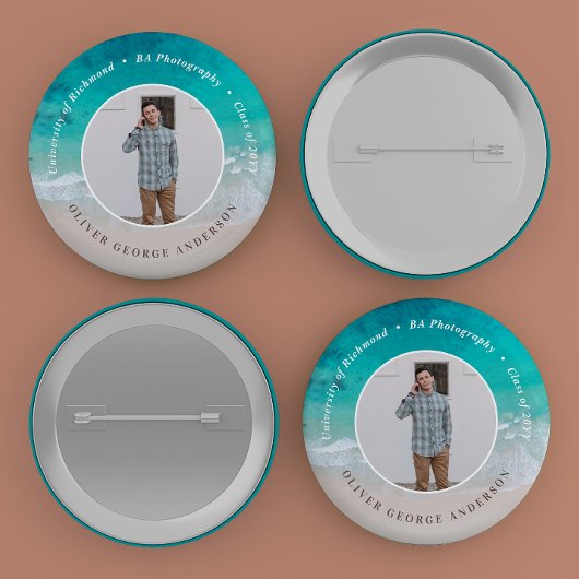 Moderner Abschluss Strand Modernes Foto Reisen Button