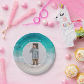 Moderner Abschluss Strand Modernes Foto Reisen Pappteller (Party)